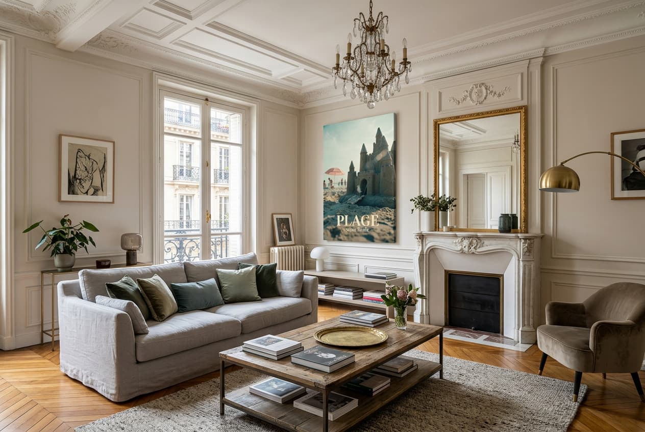 Parisian decor idea: “Canvas Beach Final Scene” in a living room