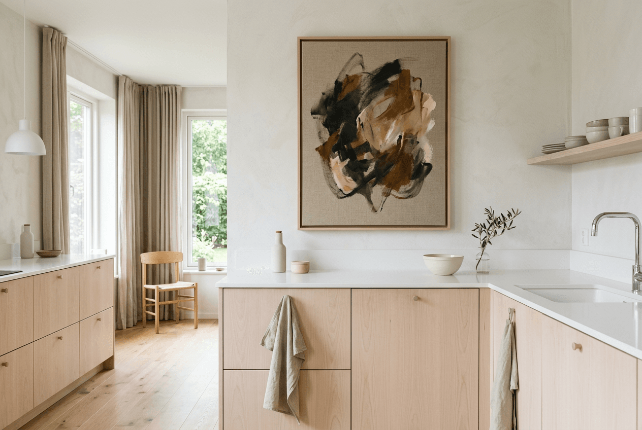 Canvas Cocktail Last Call in a minimalist Scandinavian kitchen interior.