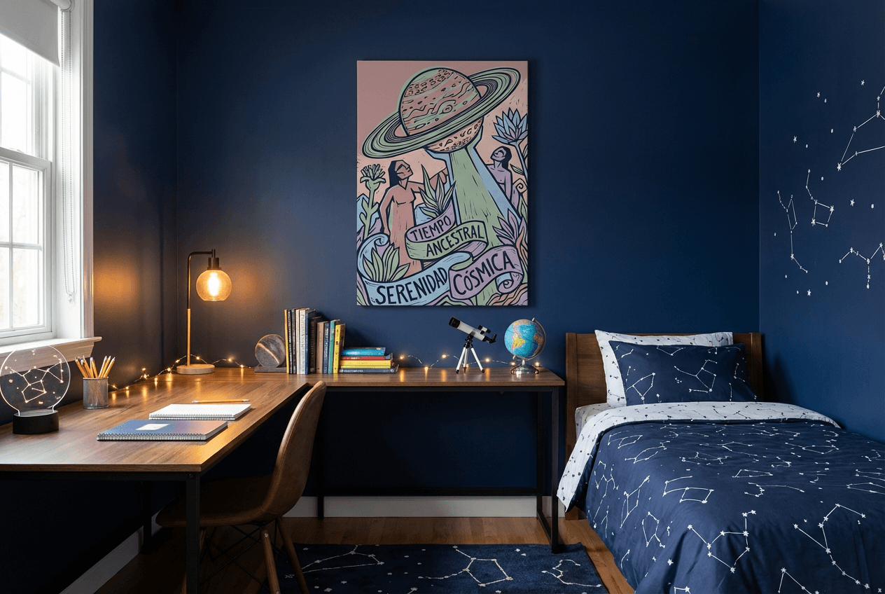 Saturn planet poster inspiring a child's scientific imagination