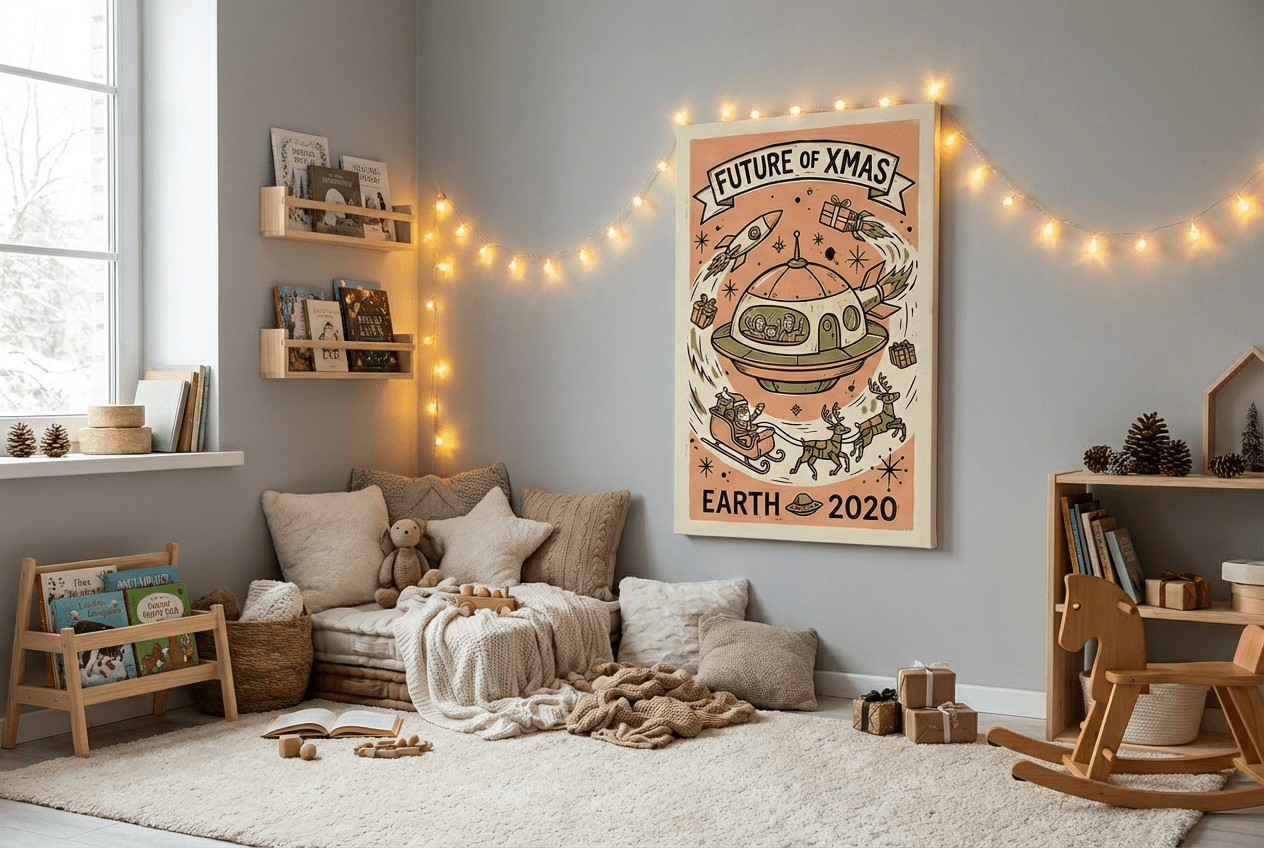 Christmas Sweetness poster bringing a festive ambiance to the bedroom