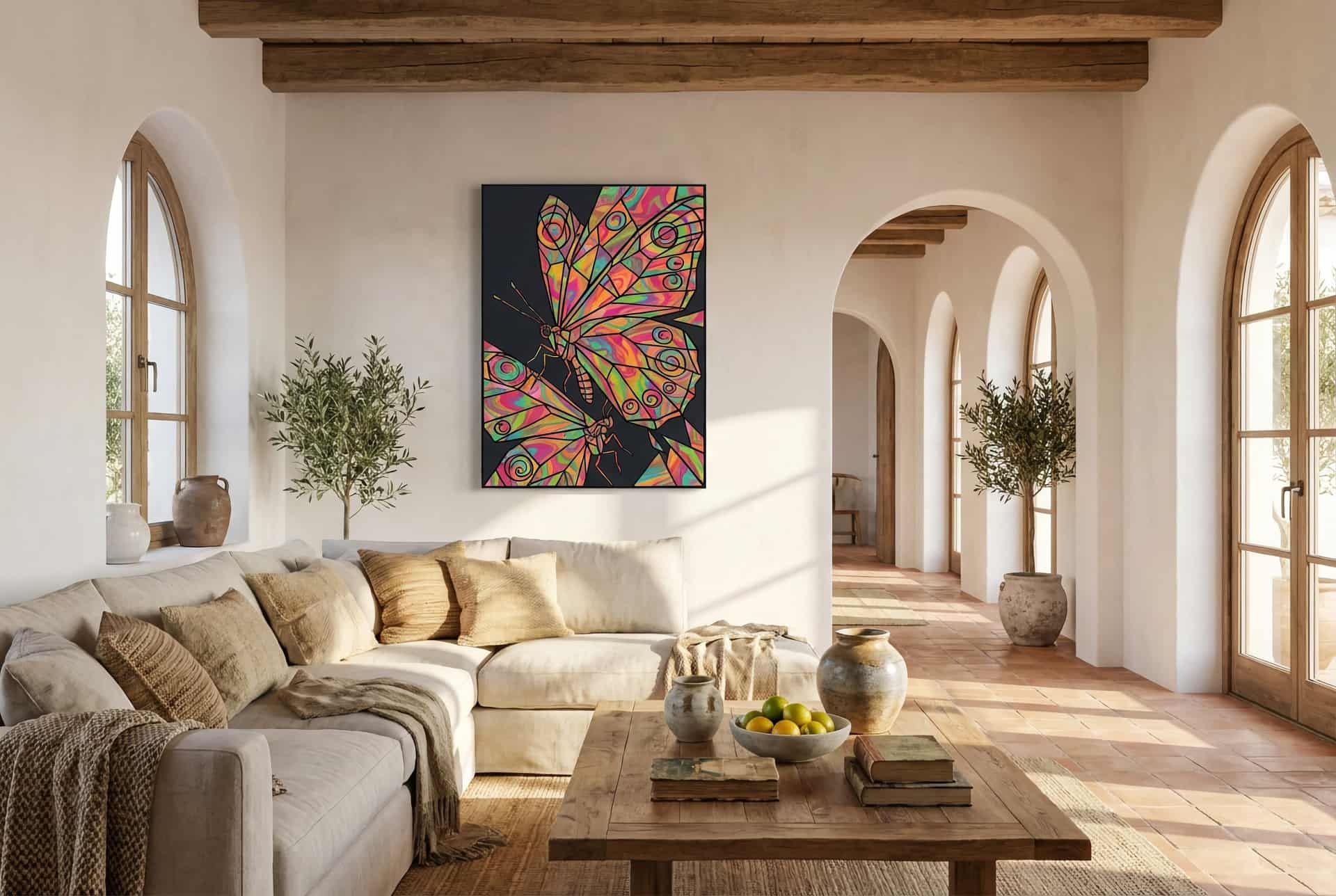 Canvas Butterfly Kaleidoscope – Living Room (mediterranean)