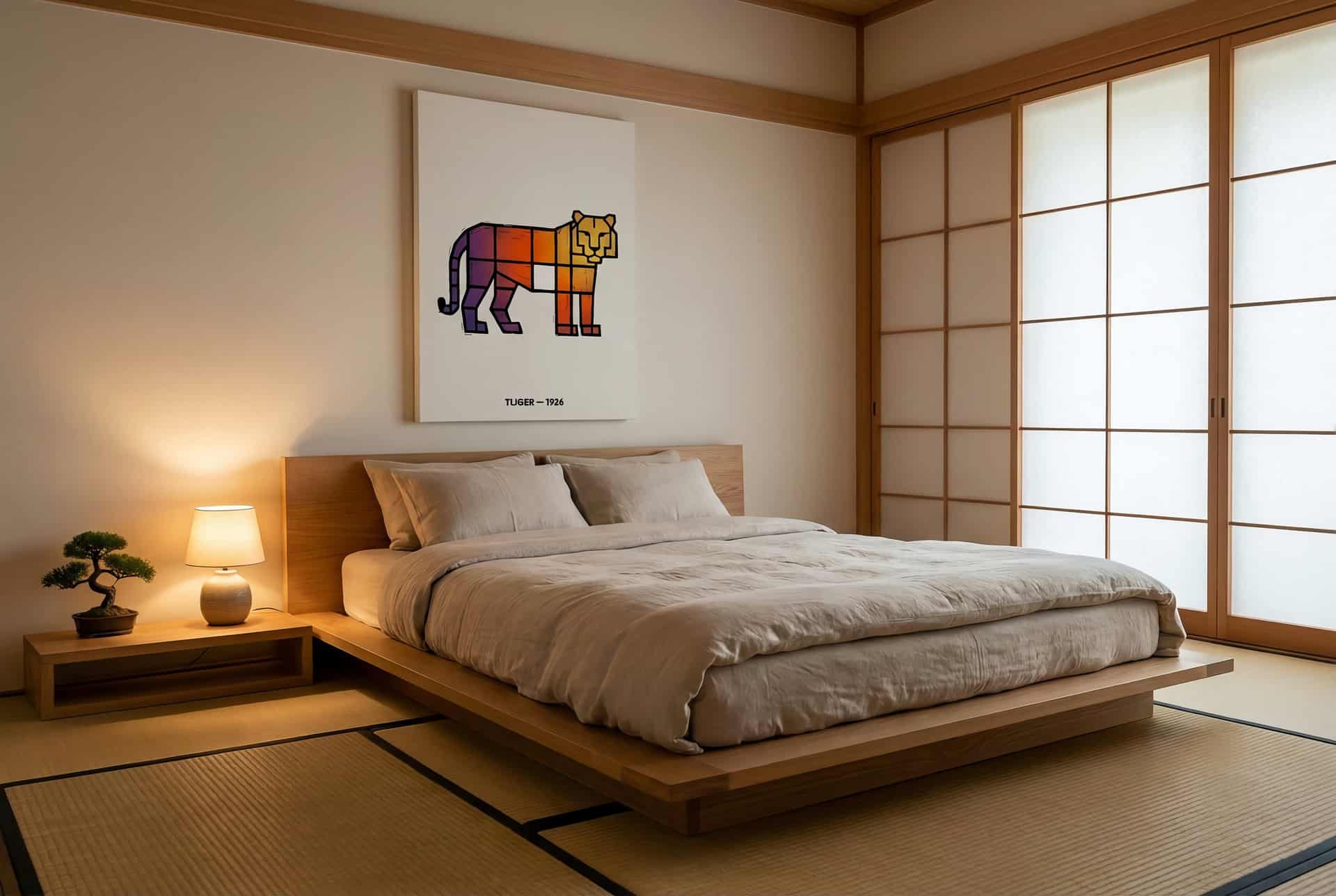Canvas Tiger Sunset Grid – Bedroom (japanese)