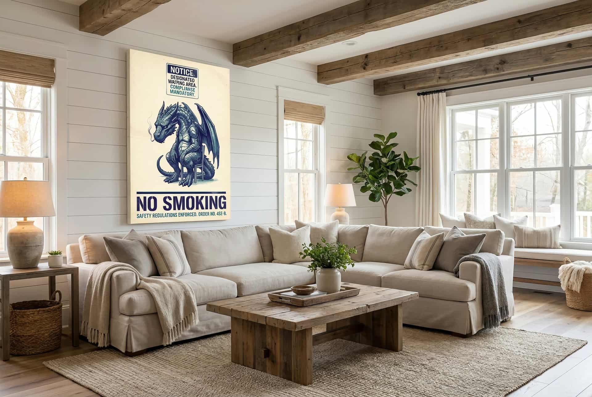 Canvas Dragon No Smoking – Living Room (farmhouse)