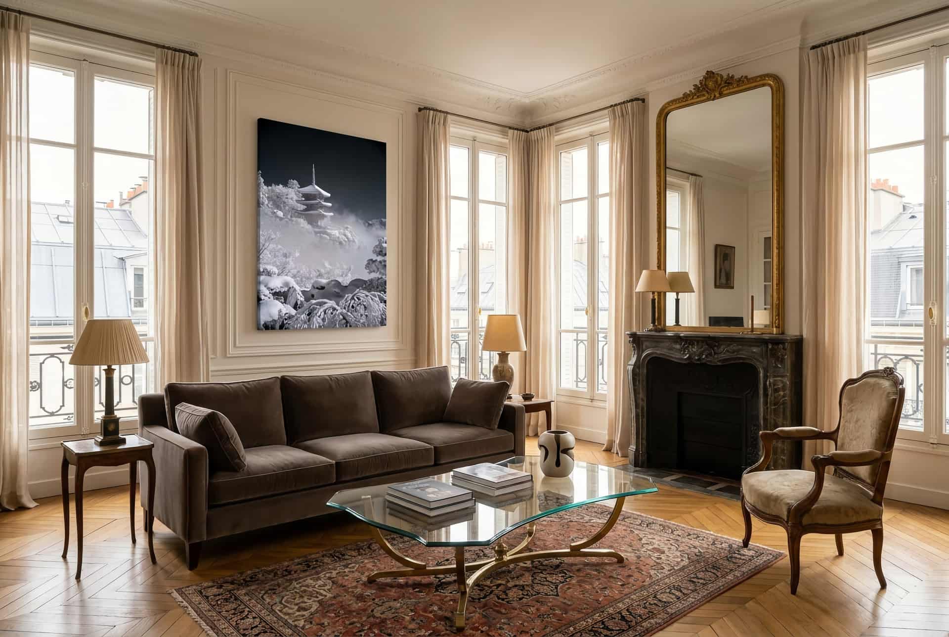 Canvas Snowy Pagoda – Living Room (parisian)