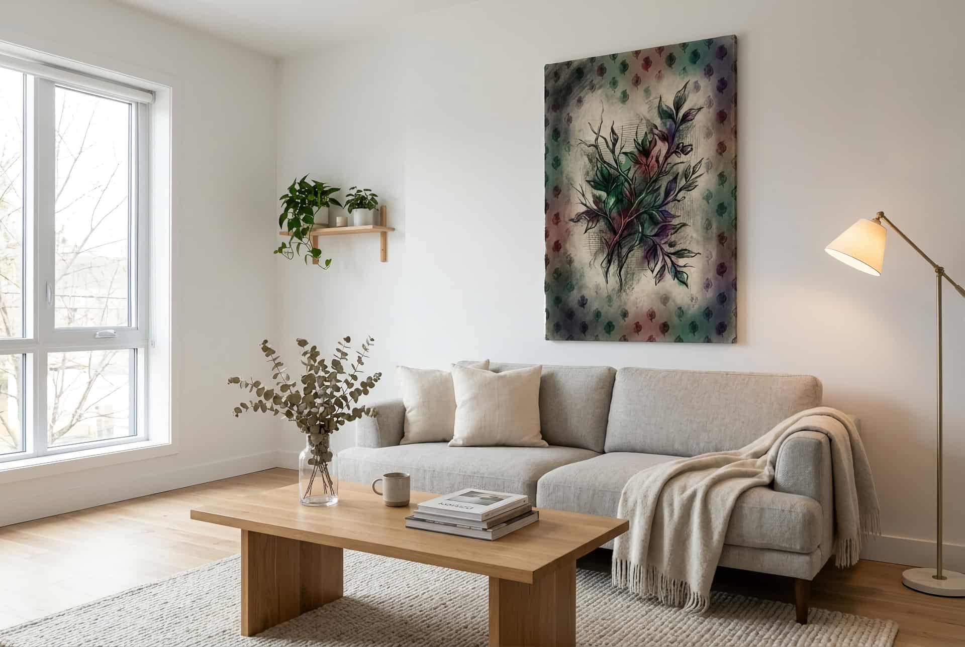 Canvas Quiet Botanics – Living Room (scandinavian)