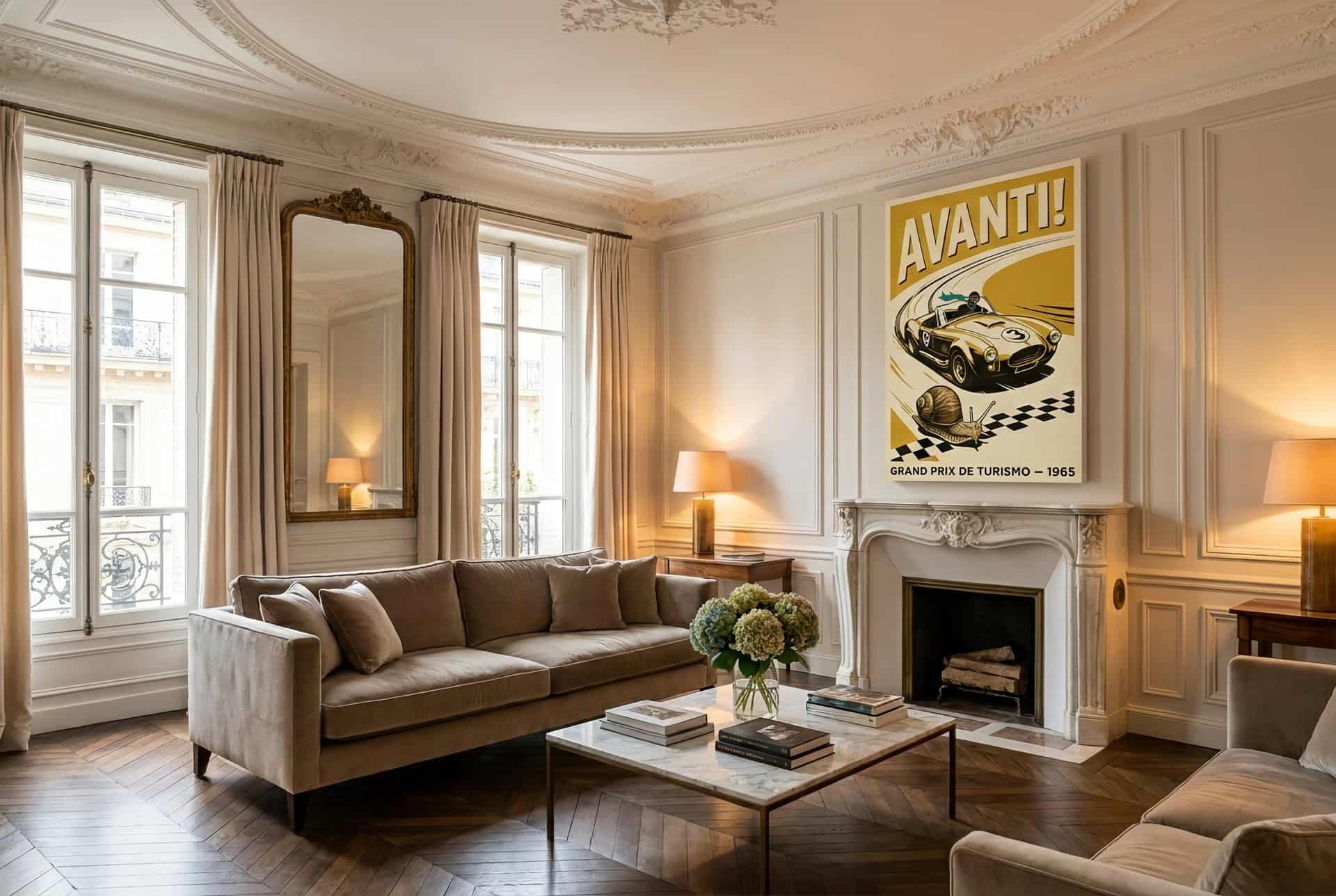 Canvas Vintage Car Avanti – Living Room (parisian)