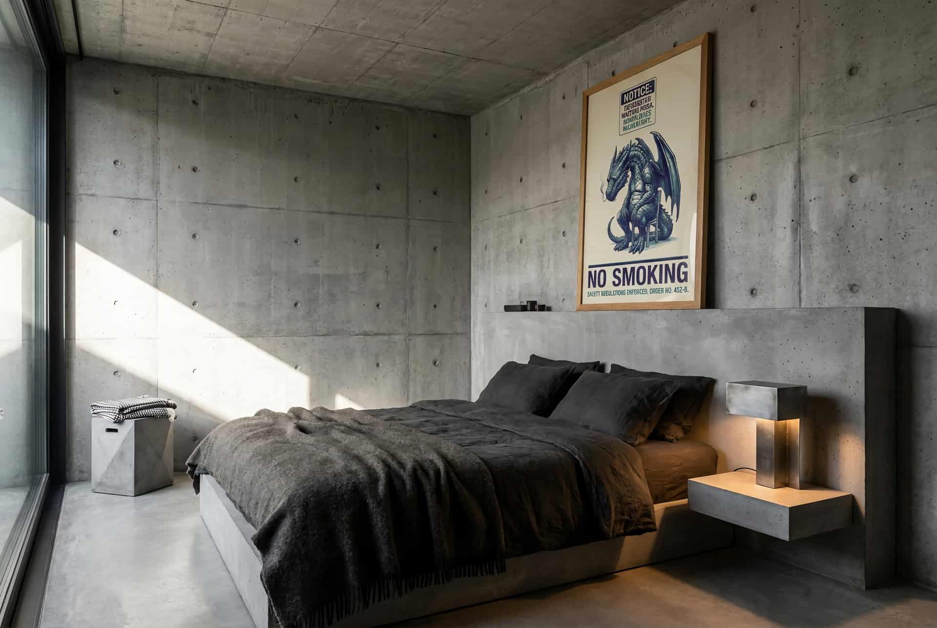 Poster Dragon No Smoking – Bedroom (brutalist)